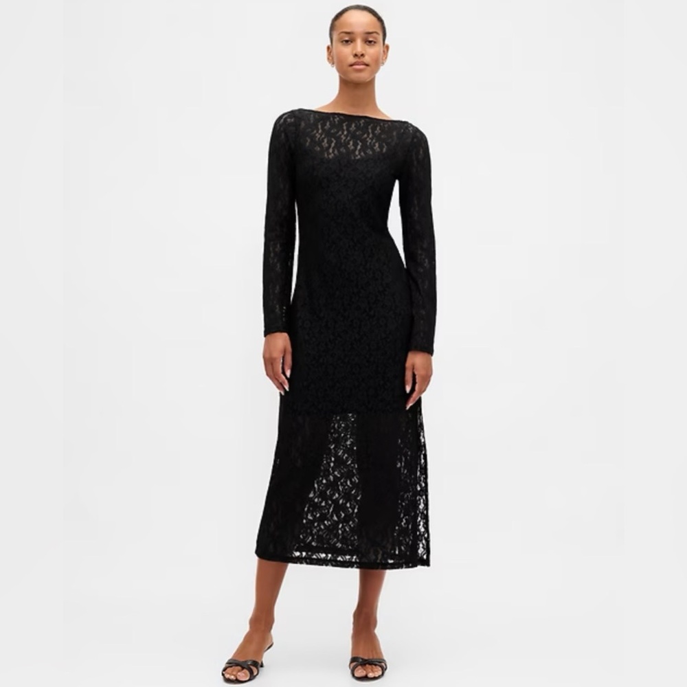 GAP Black Long Sleeve Lace Dress